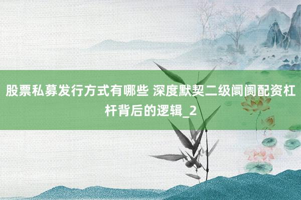 股票私募发行方式有哪些 深度默契二级阛阓配资杠杆背后的逻辑_2