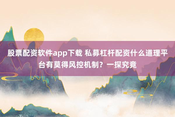 股票配资软件app下载 私募杠杆配资什么道理平台有莫得风控机制?一探究竟